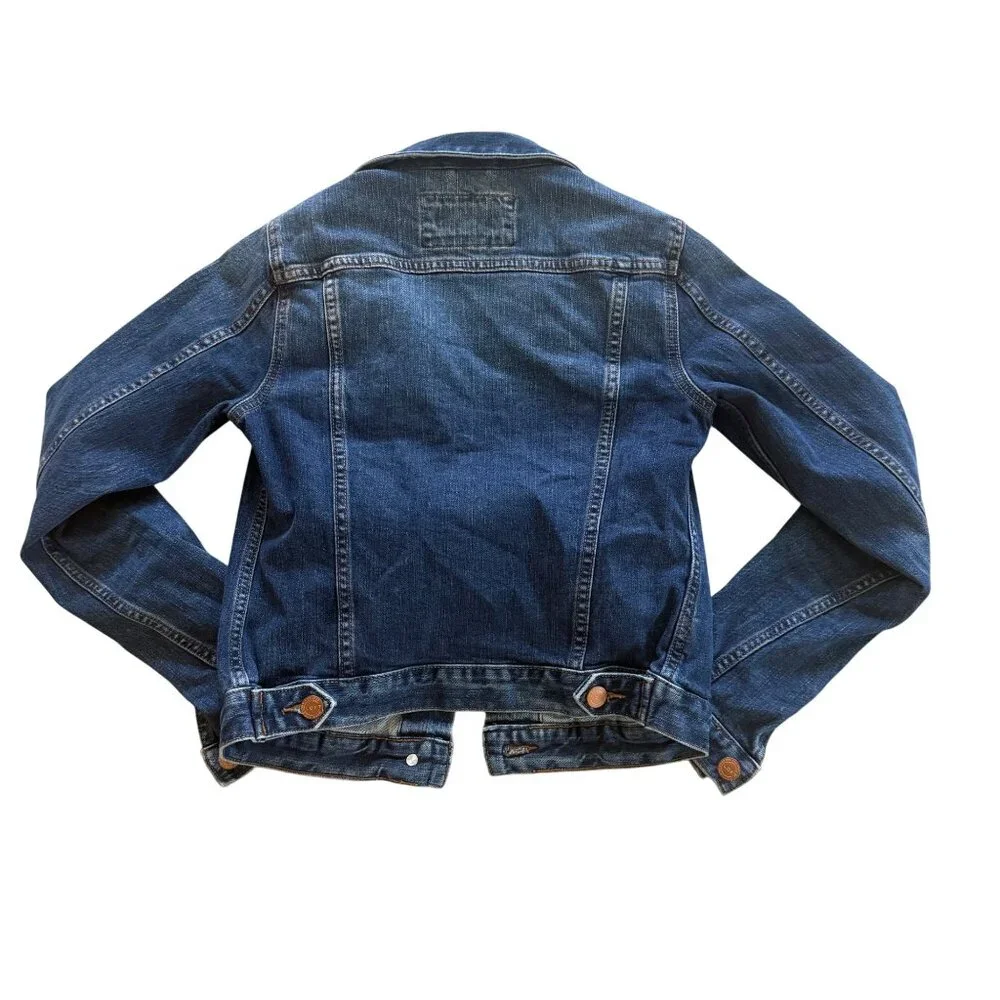 Loft Womens XXS Denim Jean Jacket Classic Fit Button Front Medium Wash Blue